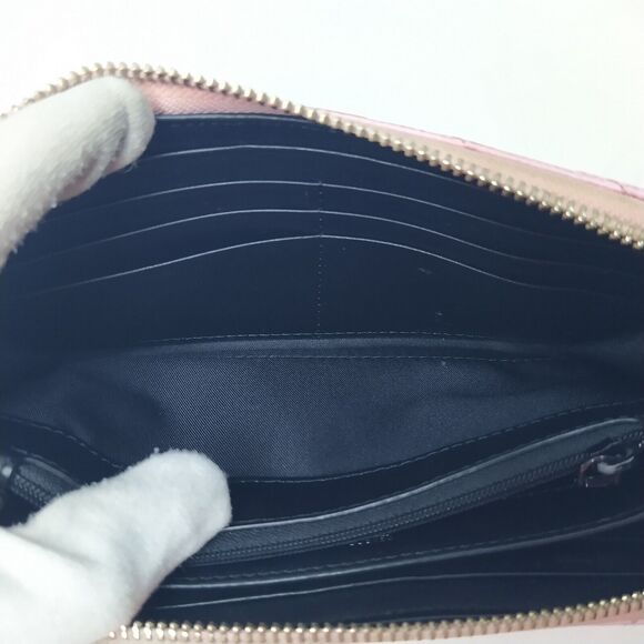 Rebecca Minkoff Pink Leather Chevron Quilted Zip Around Credit Card Wallet - Picture 9 of 16